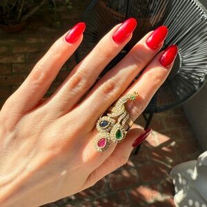Vintage Peacock ring. Costume, Elegant Gold and Gemstone Women's Ring